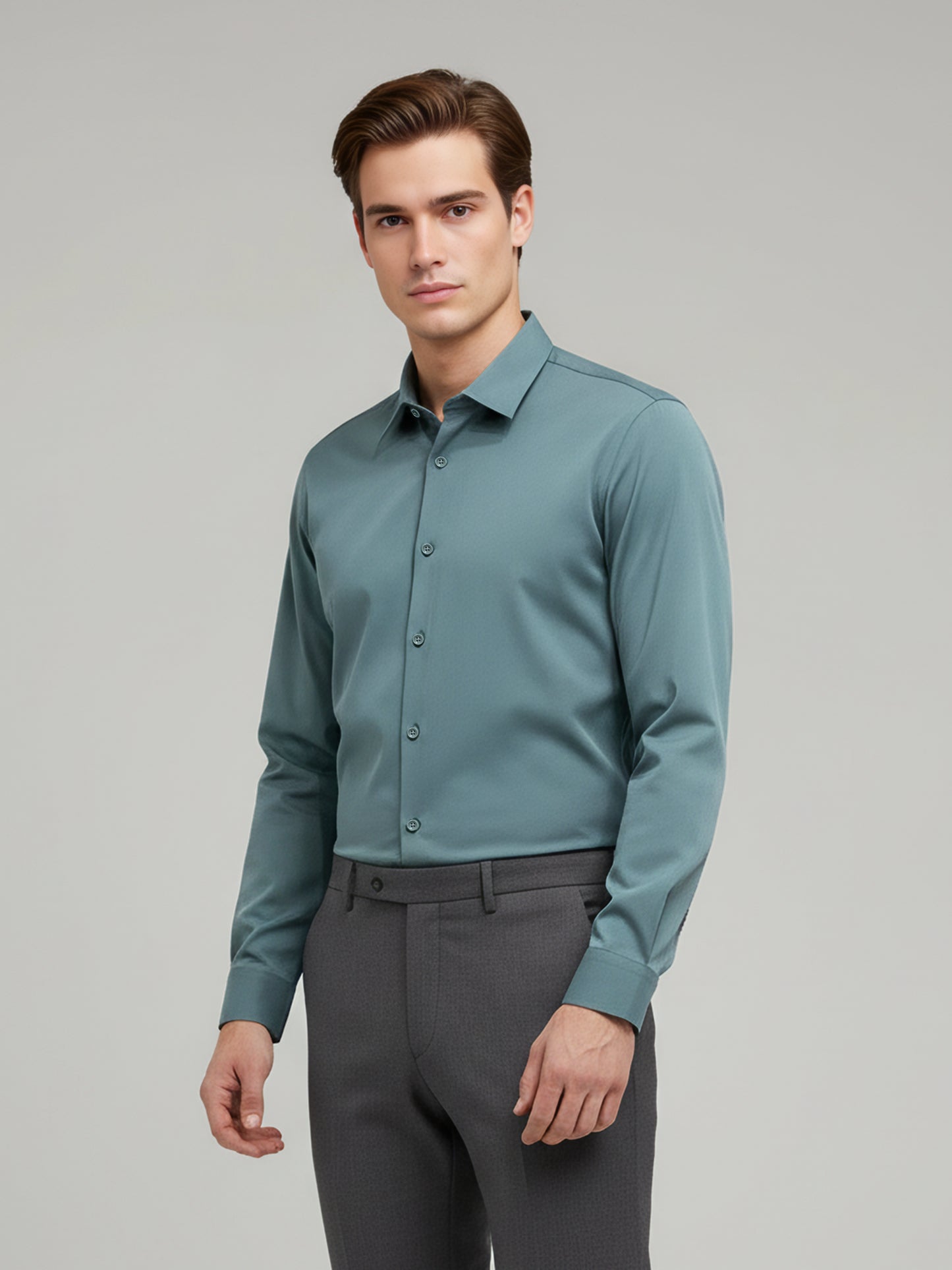 Celio* Men Green Solid Regular Fit Nylon Shirts