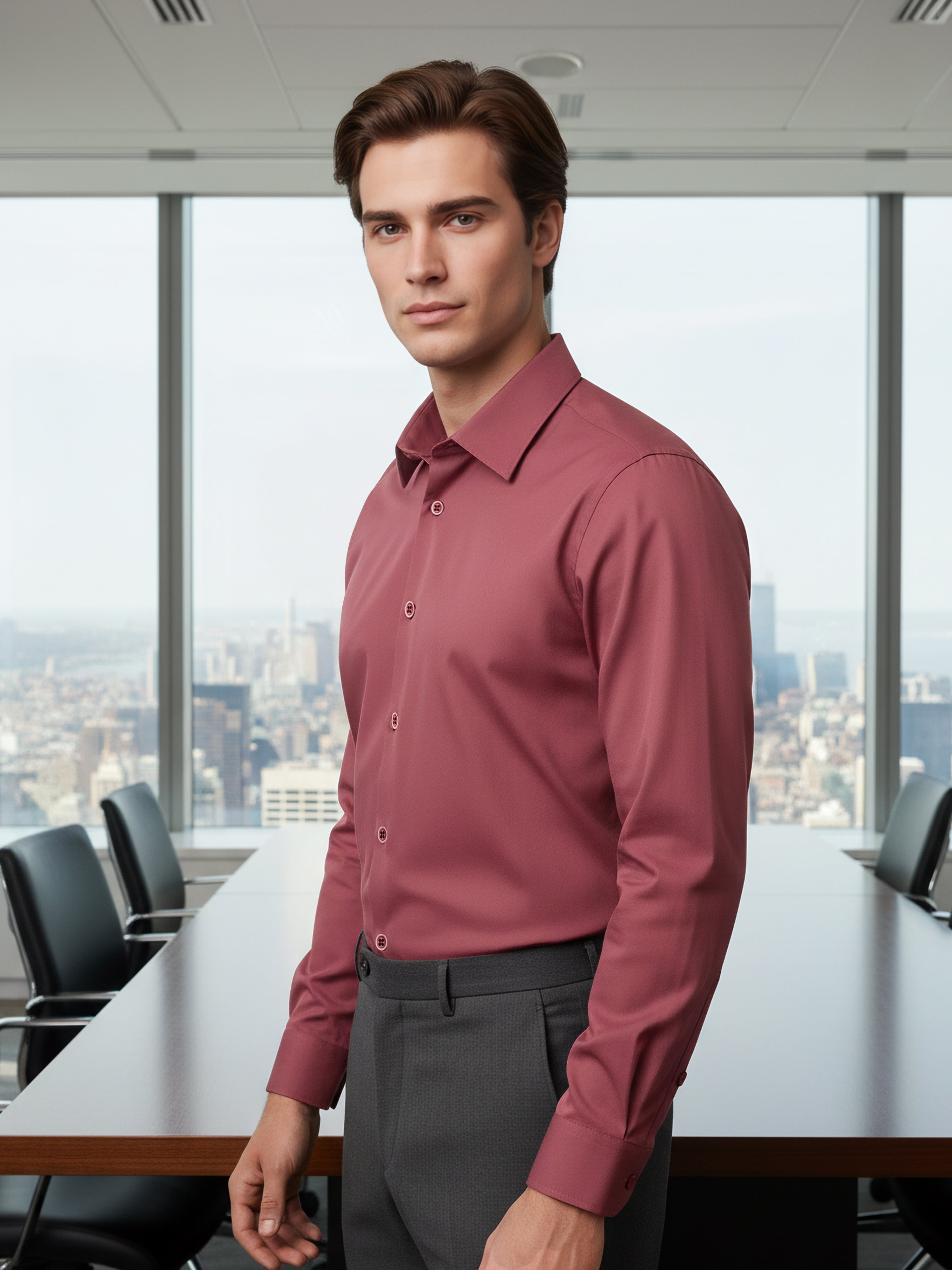 Celio Men Pink Solid Regular Fit Nylon Shirts