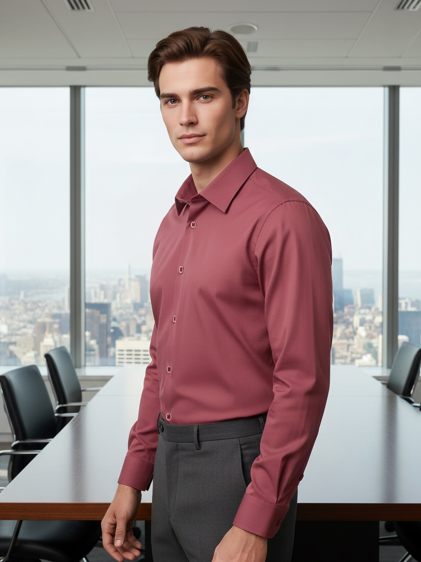 Celio* Men Pink Solid Regular Fit Nylon Shirts