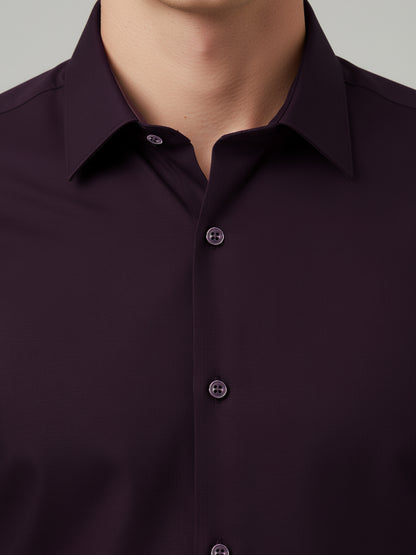 Celio* Men Purple Solid Regular Fit Polyester Shirts
