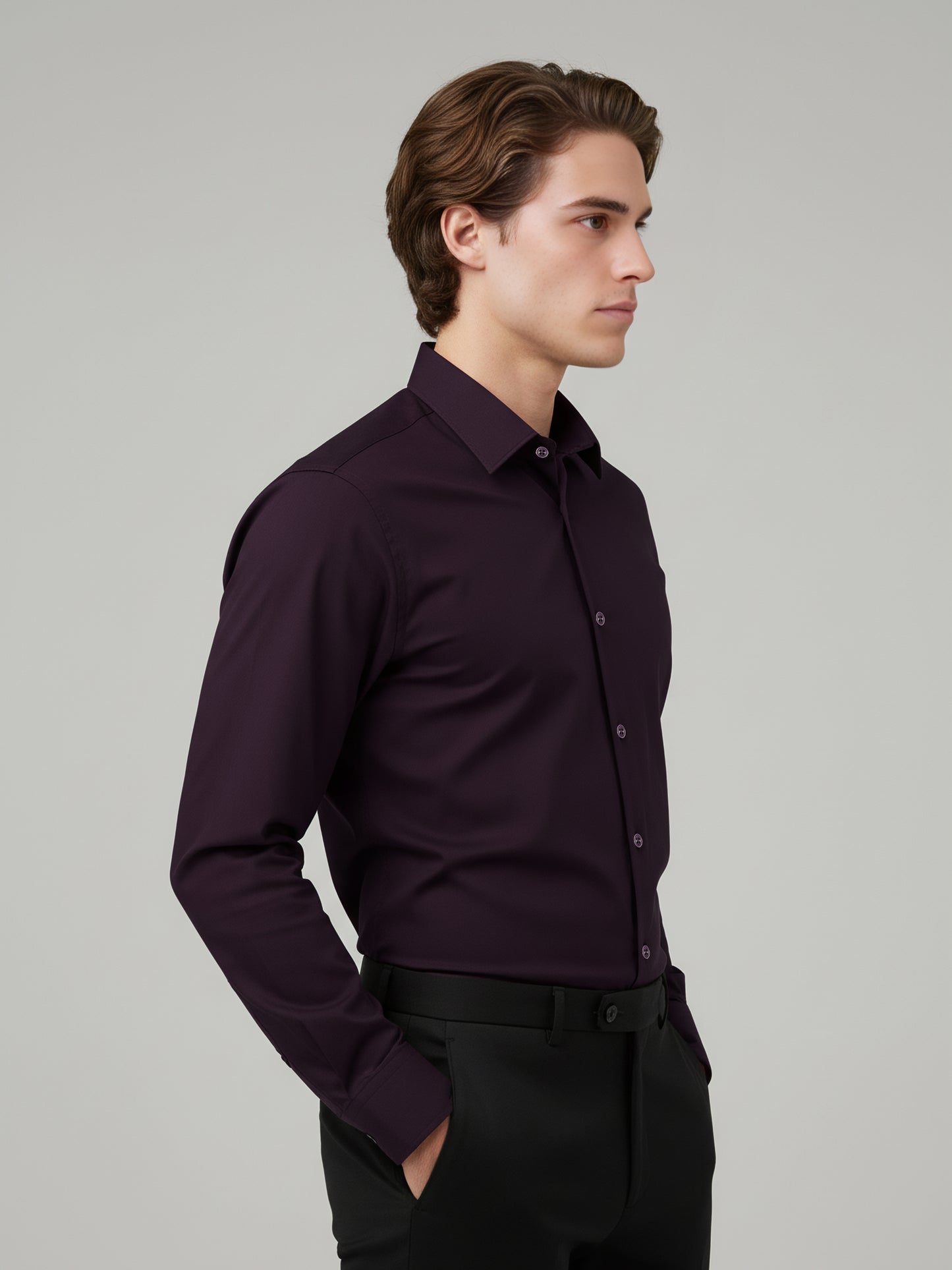 Celio* Men Purple Solid Regular Fit Polyester Shirts