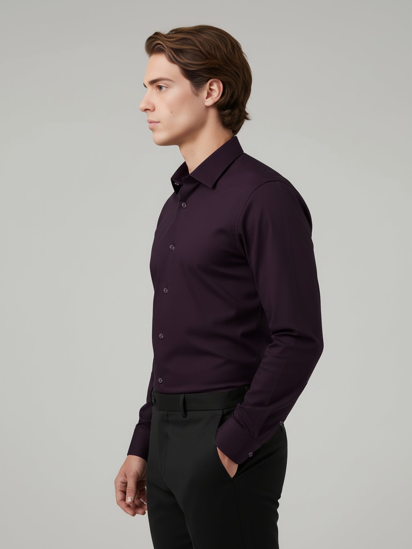 Celio* Men Purple Solid Regular Fit Polyester Shirts
