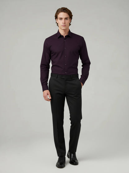 Celio* Men Purple Solid Regular Fit Polyester Shirts
