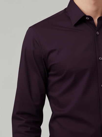 Celio* Men Purple Solid Regular Fit Polyester Shirts