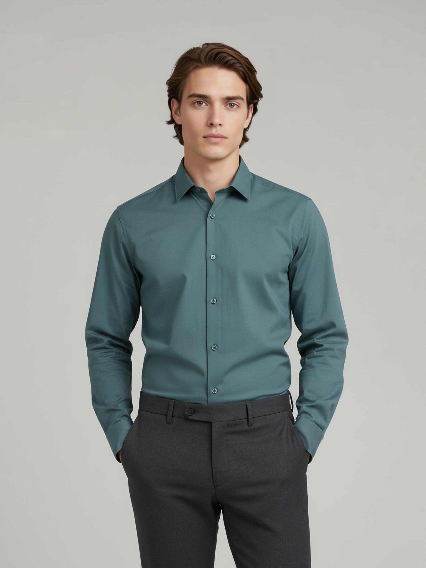 Celio* Men Green Solid Regular Fit Polyester Shirts