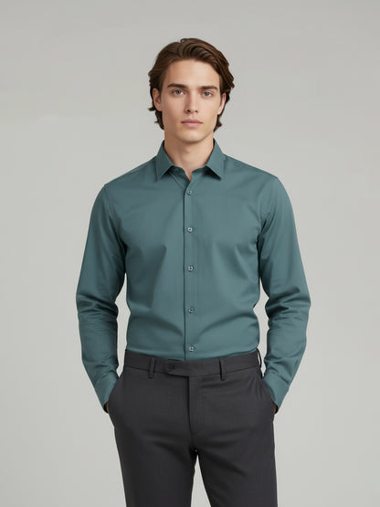 Celio* Men Green Solid Regular Fit Polyester Shirts