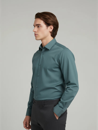 Celio* Men Green Solid Regular Fit Polyester Shirts