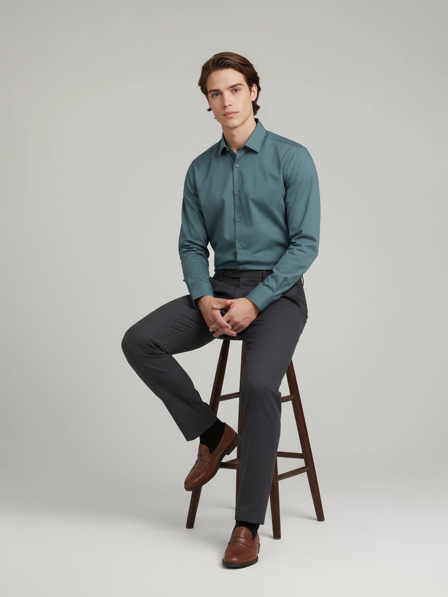 Celio* Men Green Solid Regular Fit Polyester Shirts