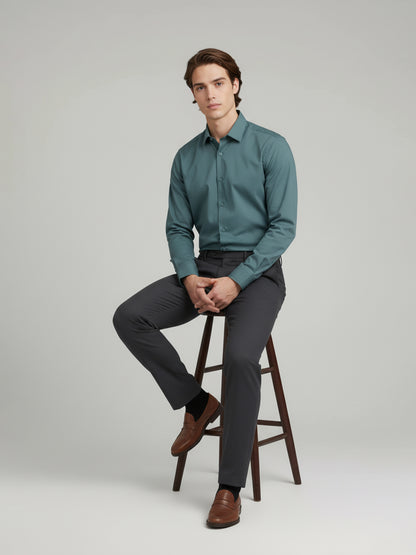 Celio* Men Green Solid Regular Fit Polyester Shirts