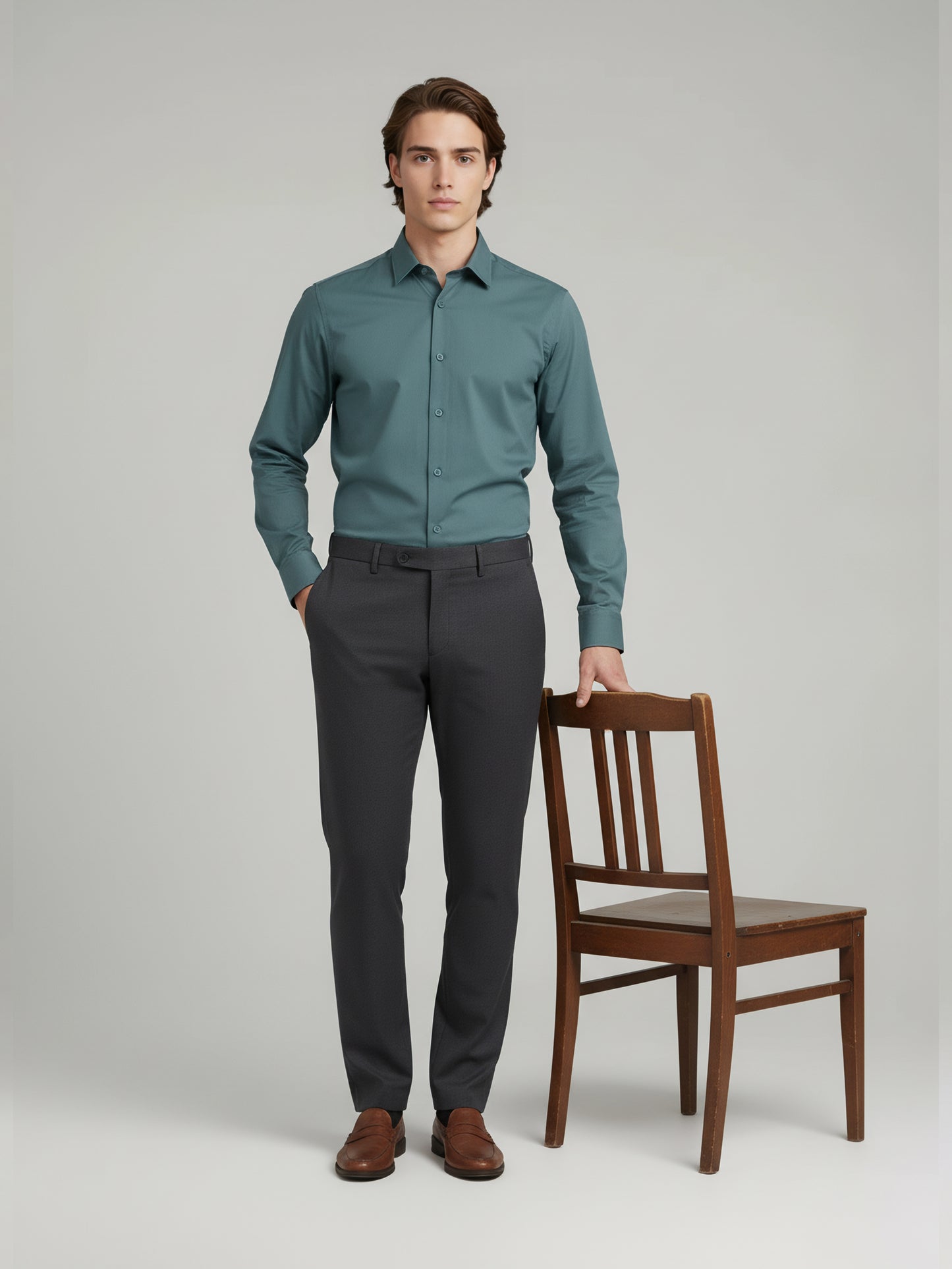 Celio* Men Green Solid Regular Fit Polyester Shirts