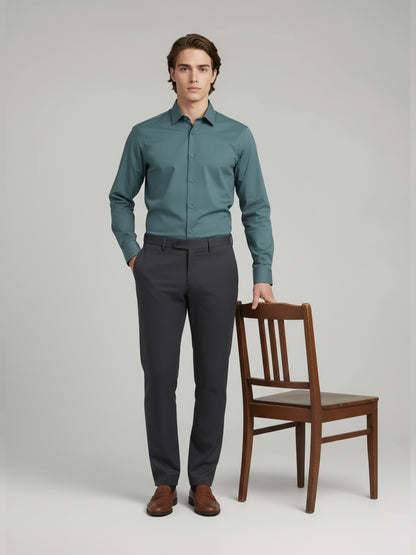 Celio* Men Green Solid Regular Fit Polyester Shirts