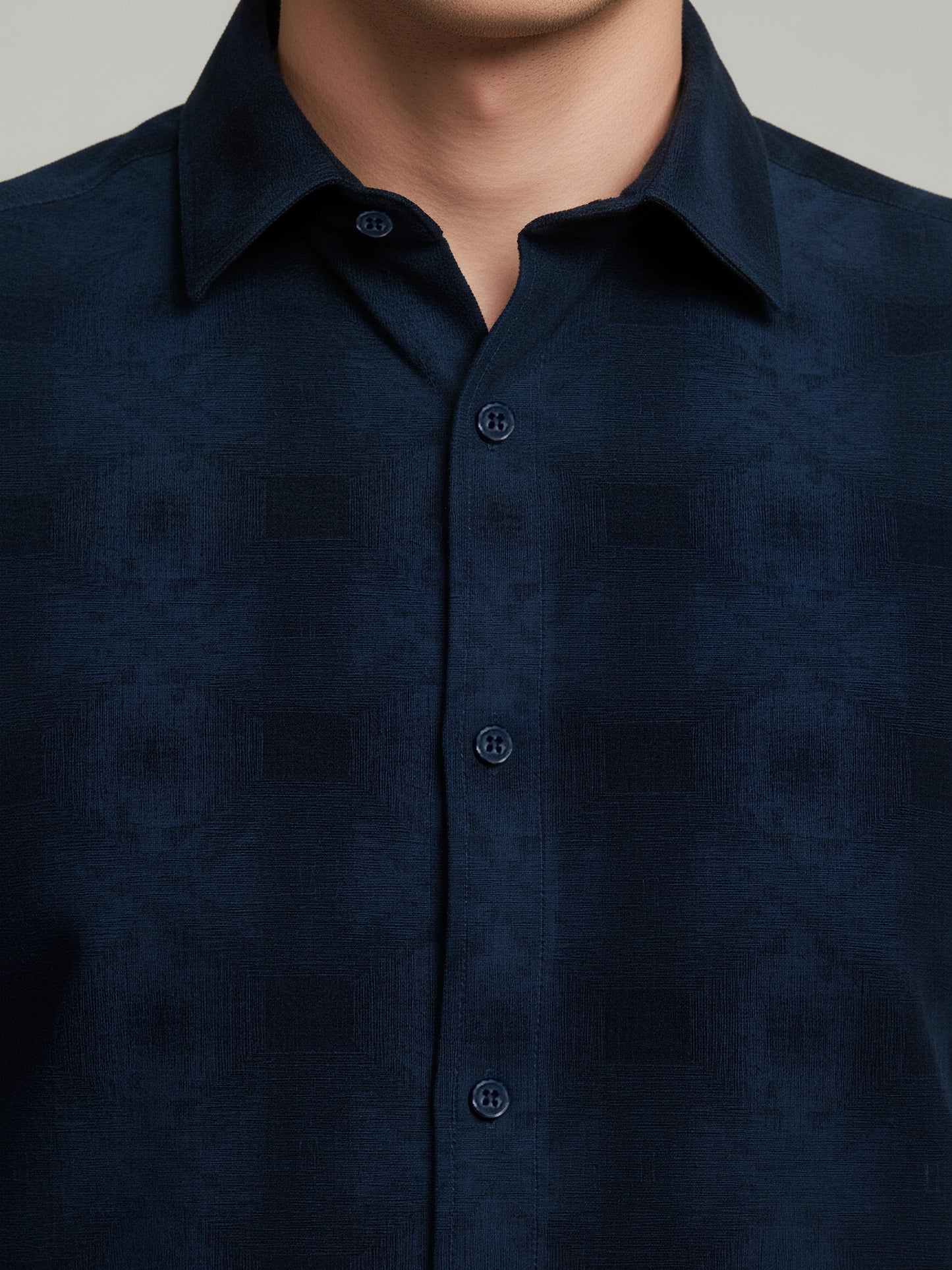 Celio* Men Navy Blue Checked Regular Fit Cotton Shirts