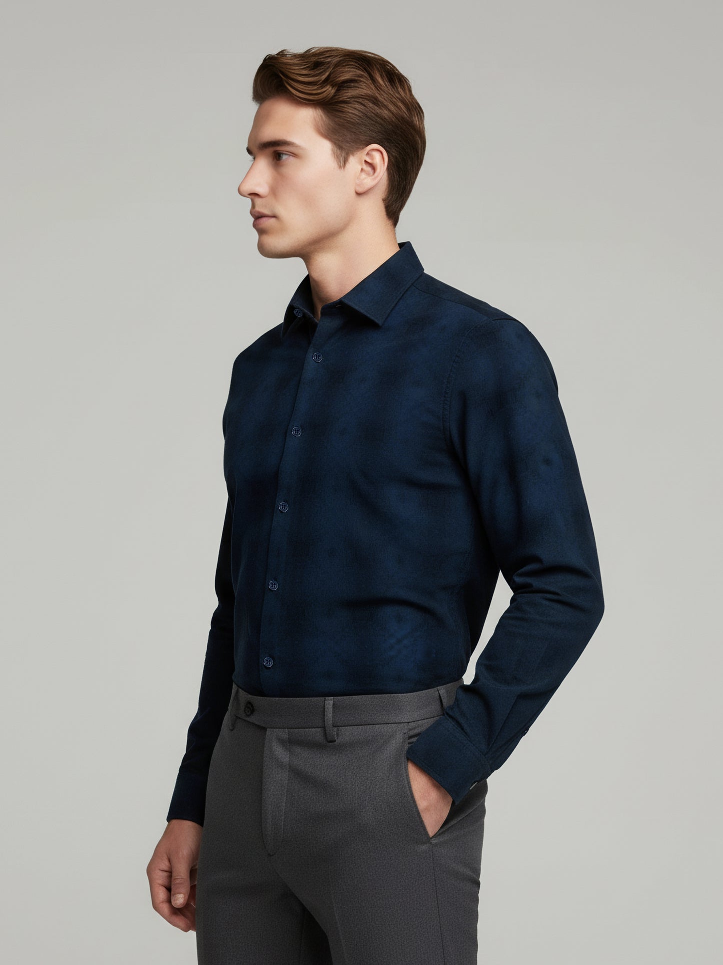 Celio* Men Navy Blue Checked Regular Fit Cotton Shirts