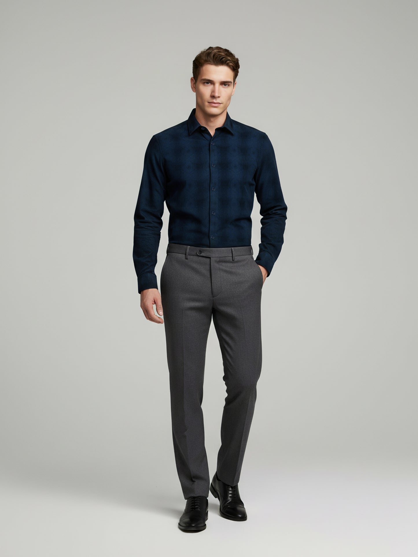 Celio* Men Navy Blue Checked Regular Fit Cotton Shirts