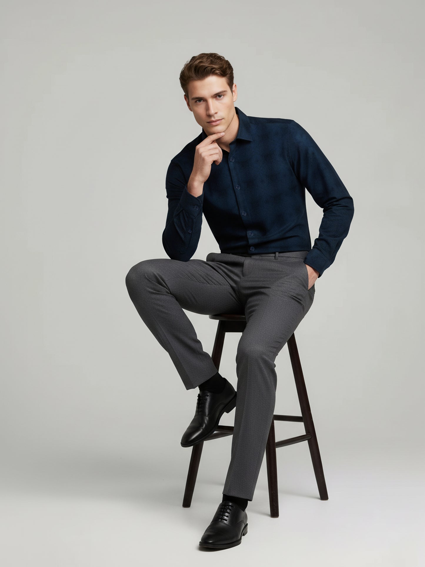 Celio* Men Navy Blue Checked Regular Fit Cotton Shirts