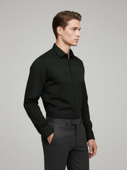 Celio* Men Olive Checked Regular Fit Cotton Shirts