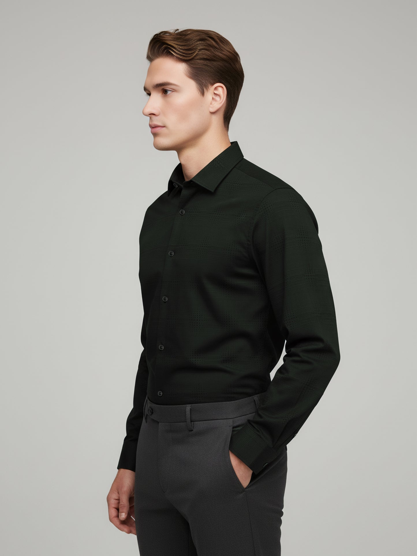 Celio* Men Olive Checked Regular Fit Cotton Shirts