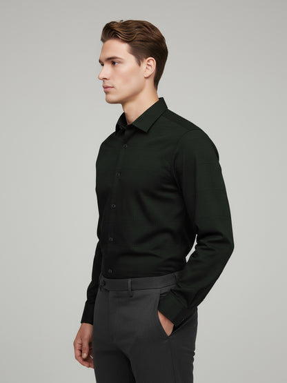 Celio* Men Olive Checked Regular Fit Cotton Shirts