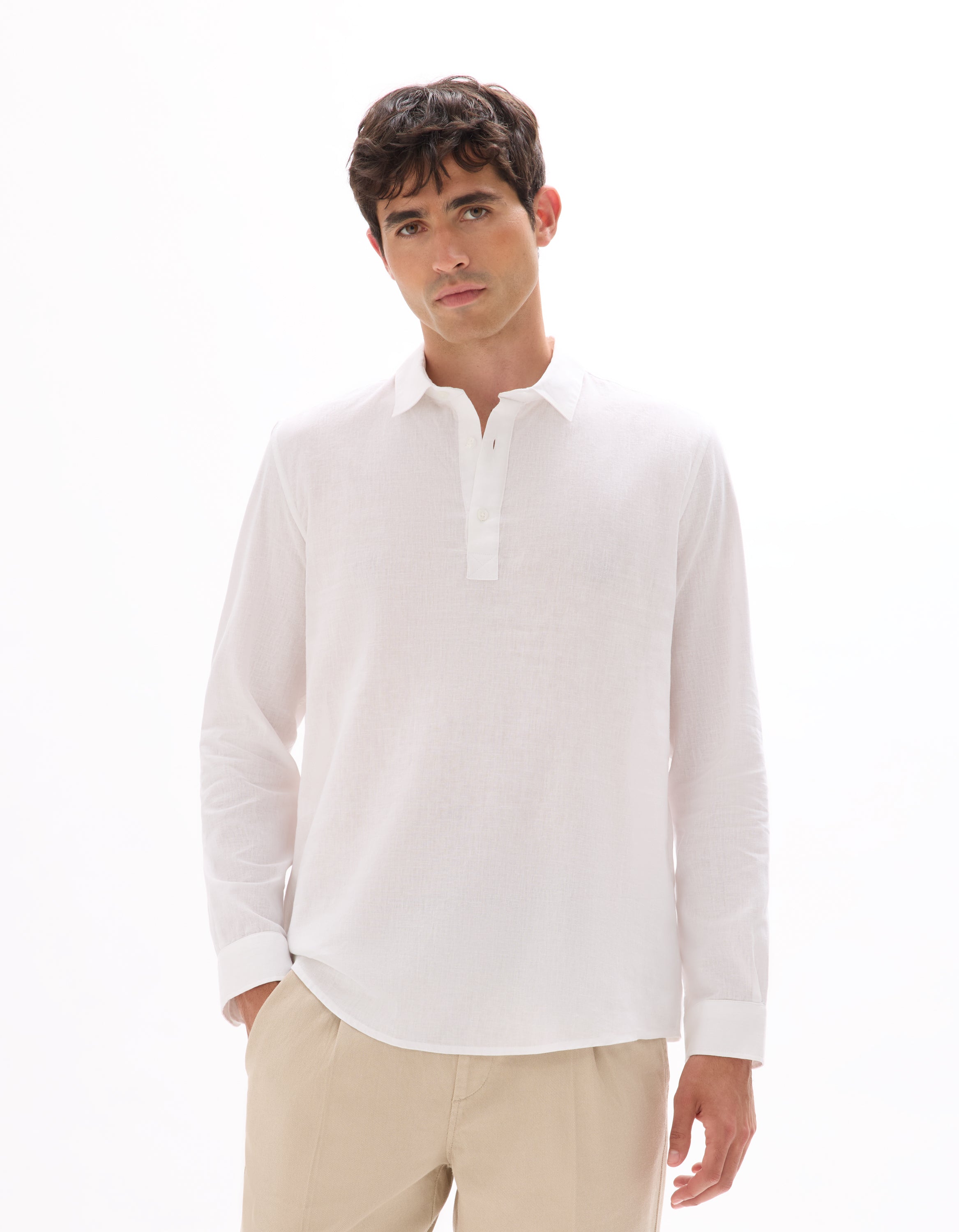Celio* Men White Solid Regular Fit Cotton Shirt
