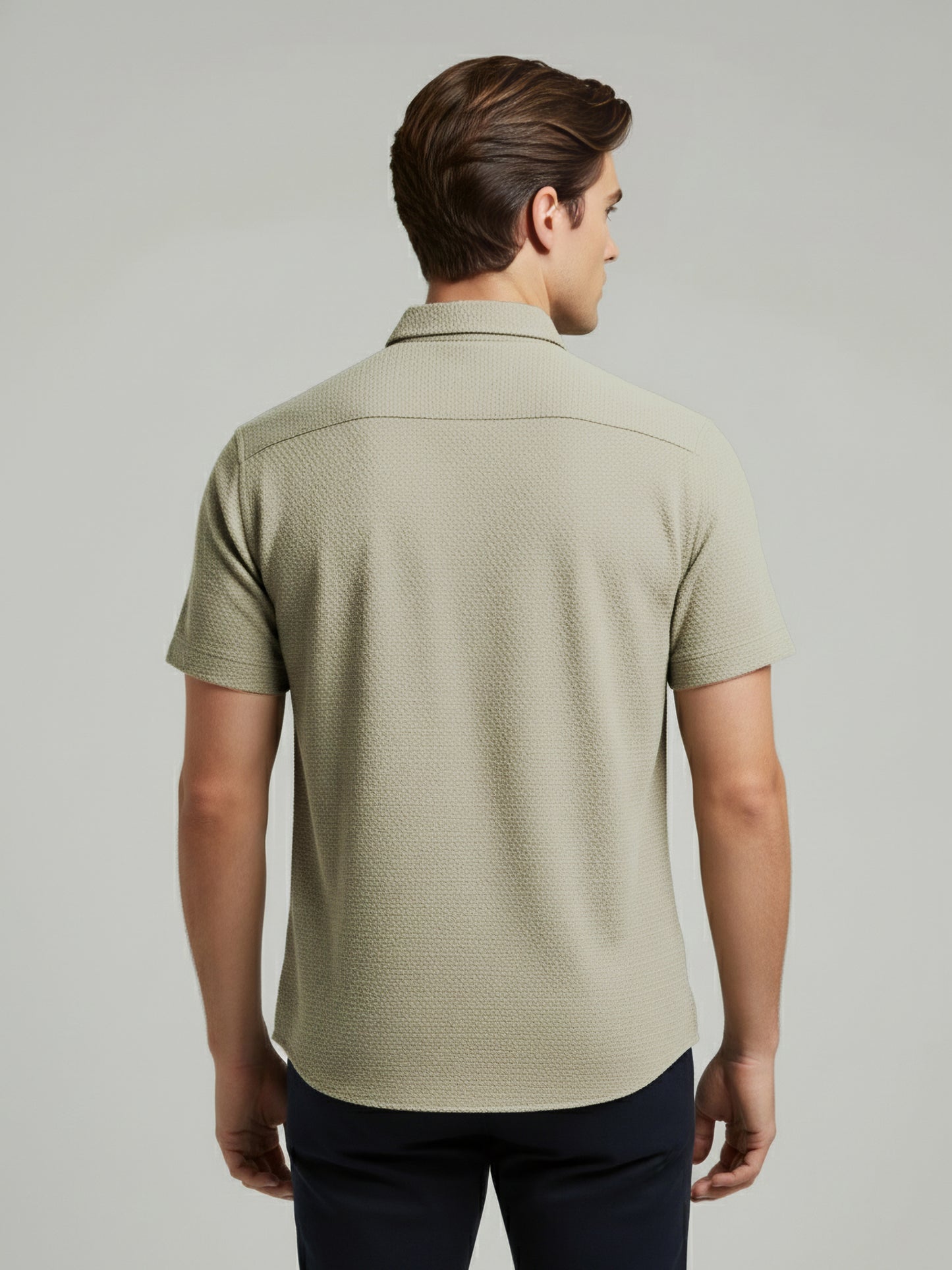 Celio Men Beige Solid Regular Fit Polyester Shirts