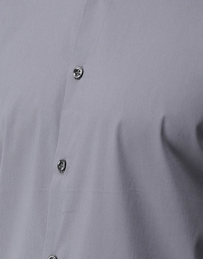 Celio Men Grey Solid Slim Fit Cotton Shirts
