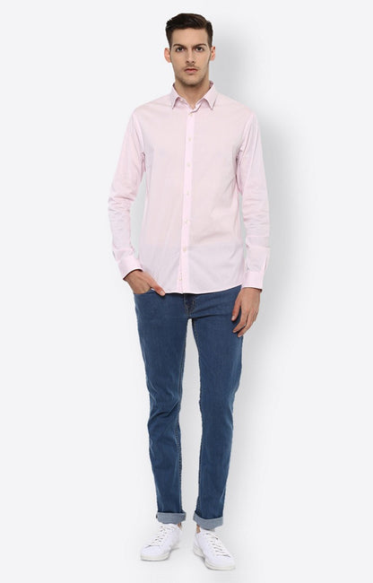 Celio Men Pink Solid Slim Fit Cotton Shirts
