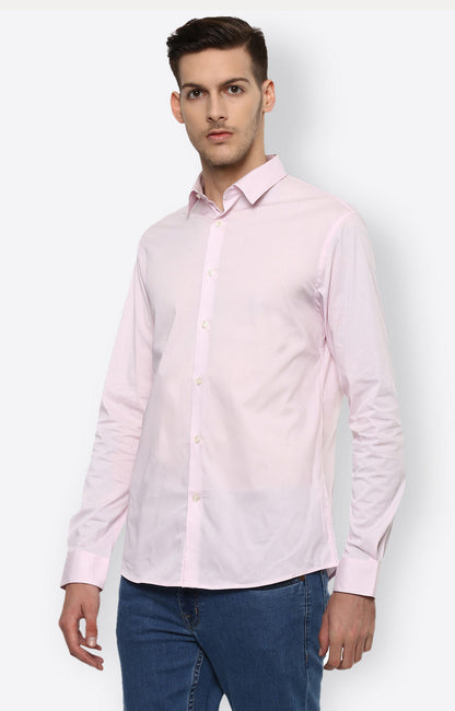 Celio Men Pink Solid Slim Fit Cotton Shirts