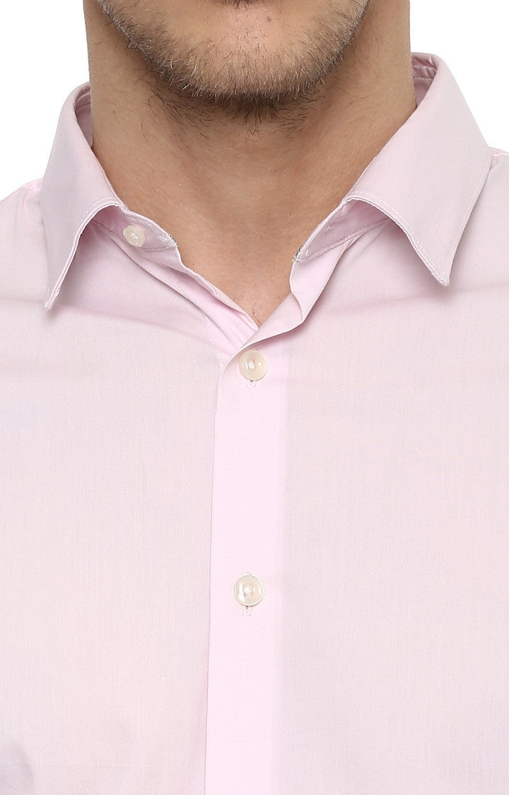 Celio Men Pink Solid Slim Fit Cotton Shirts