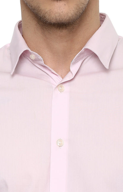 Celio Men Pink Solid Slim Fit Cotton Shirts