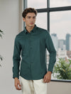 Celio* Men Green Solid Slim Fit Cotton-Blend Shirts