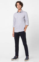 Celio Men Grey Solid Slim Fit Cotton Shirts