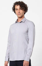 Celio Men Grey Solid Slim Fit Cotton Shirts