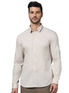 Celio* Solid Slim Fit Formal Beige Shirt