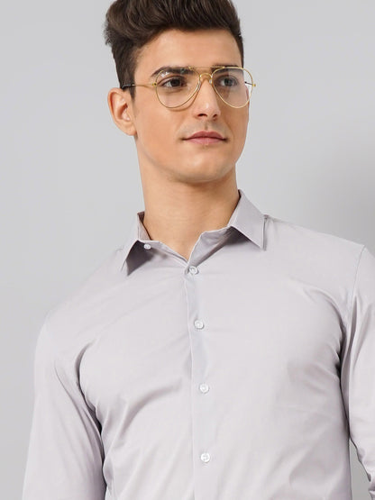 Grey Solid Cotton Shirt