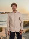 Celio* Men Beige Solid Regular Fit Cotton Linen Shirt