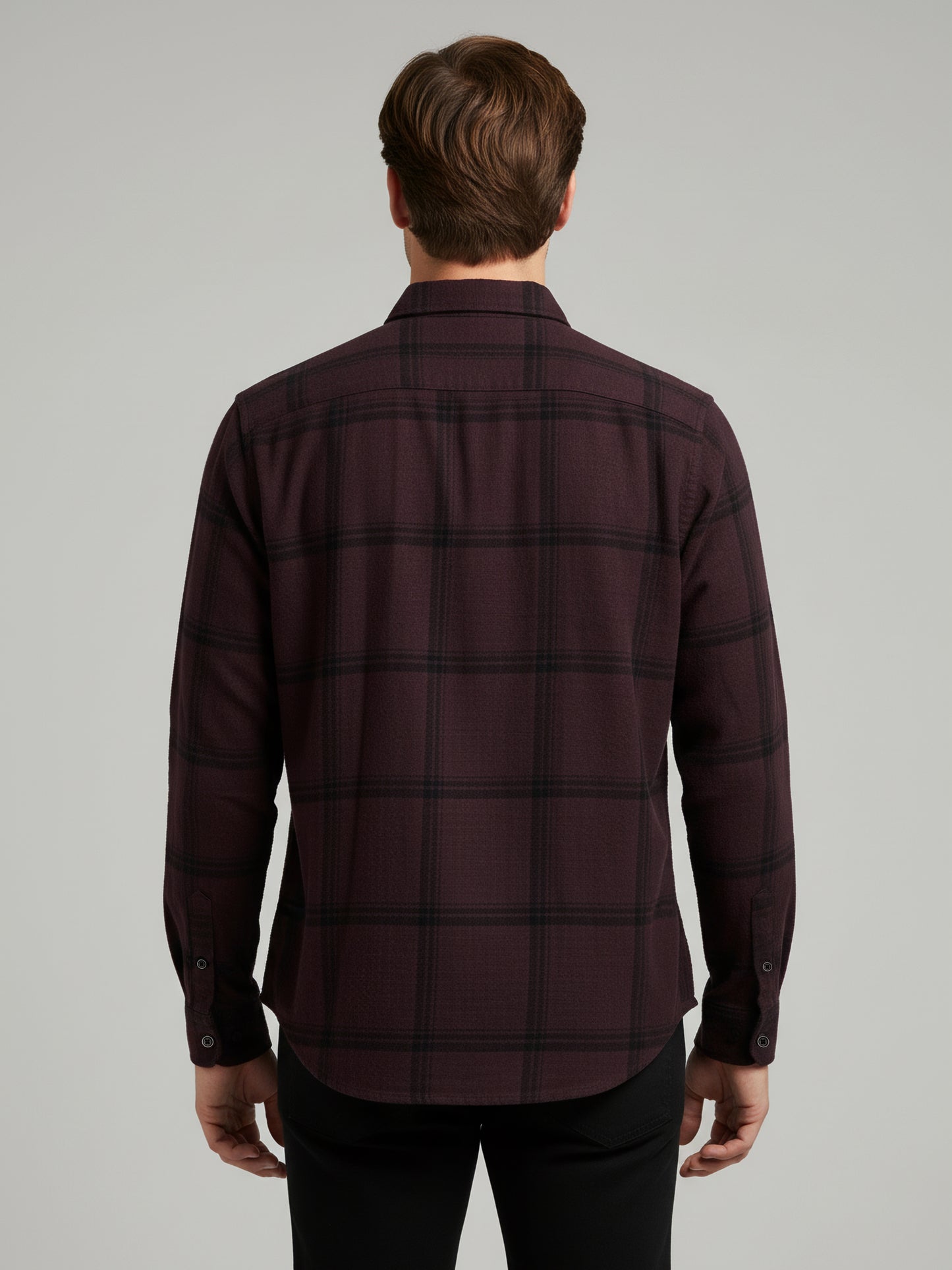 Celio Men Burgundy Checked Regular Fit Cotton Shirts