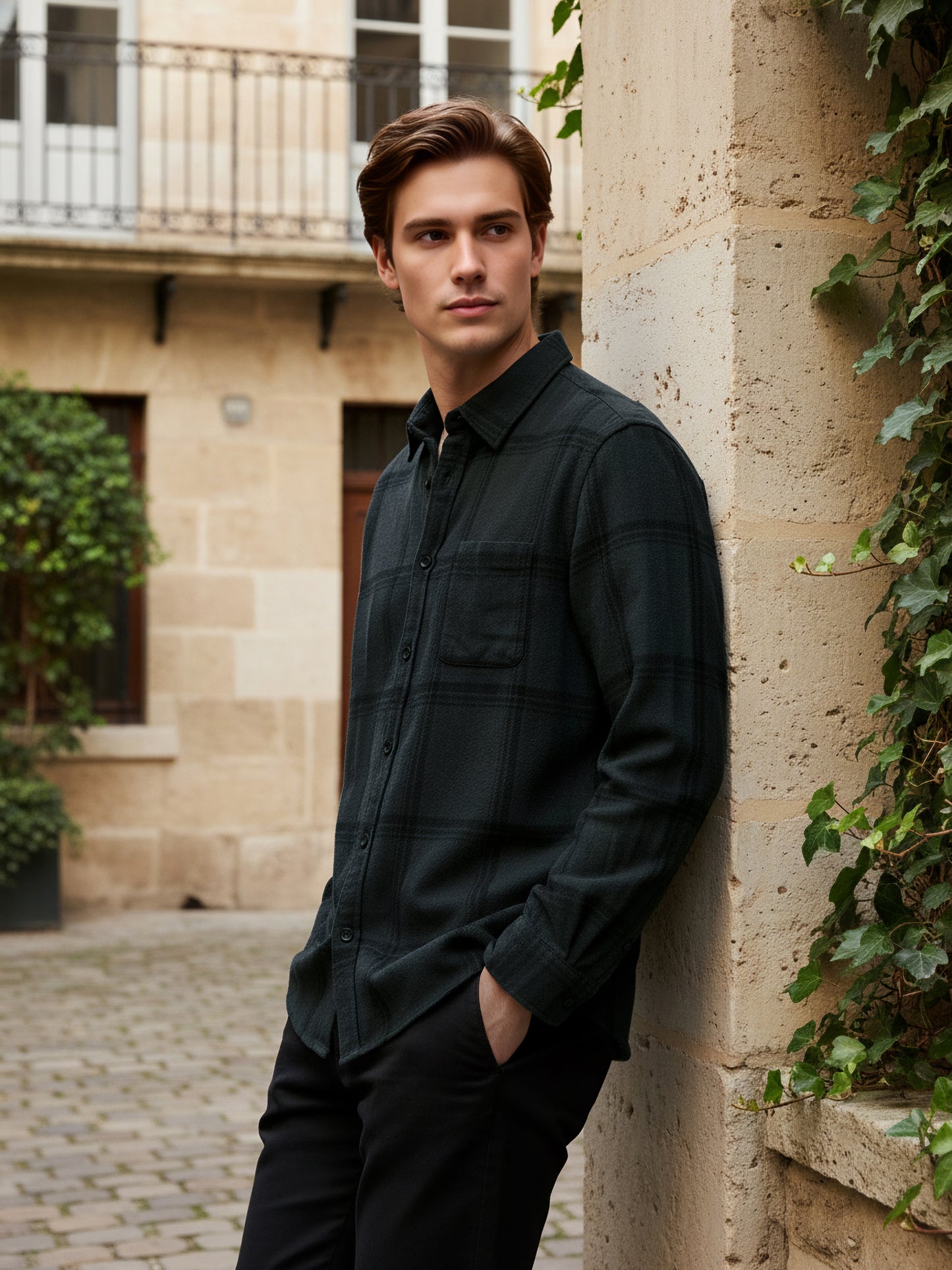 Celio* Men Green Checked Regular Fit Cotton Shirts