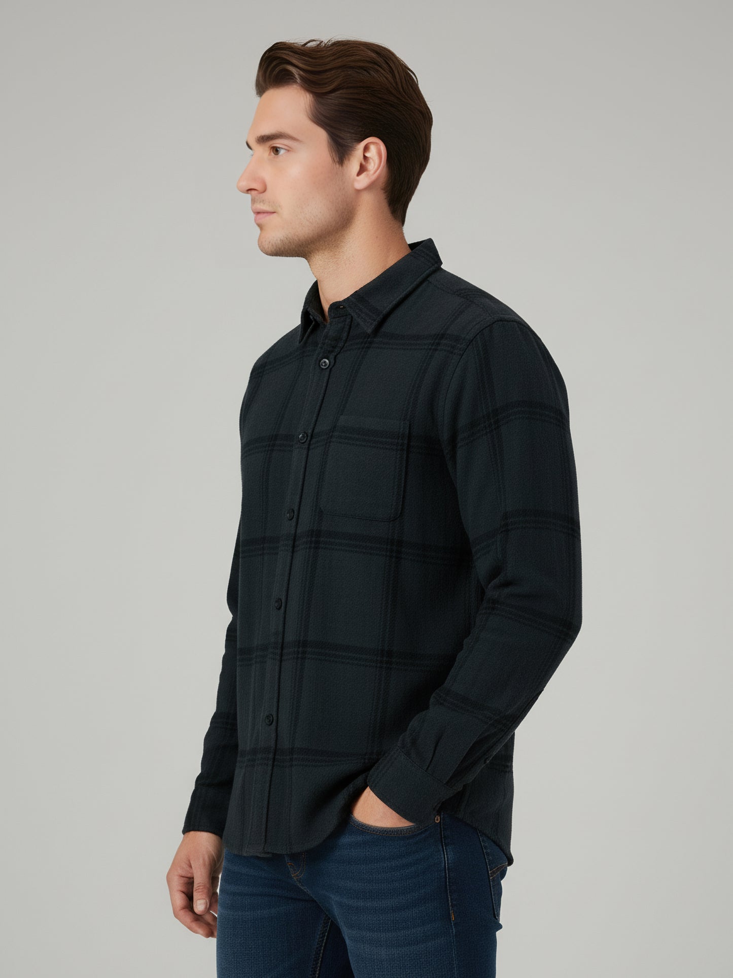 Celio* Men Green Checked Regular Fit Cotton Shirts