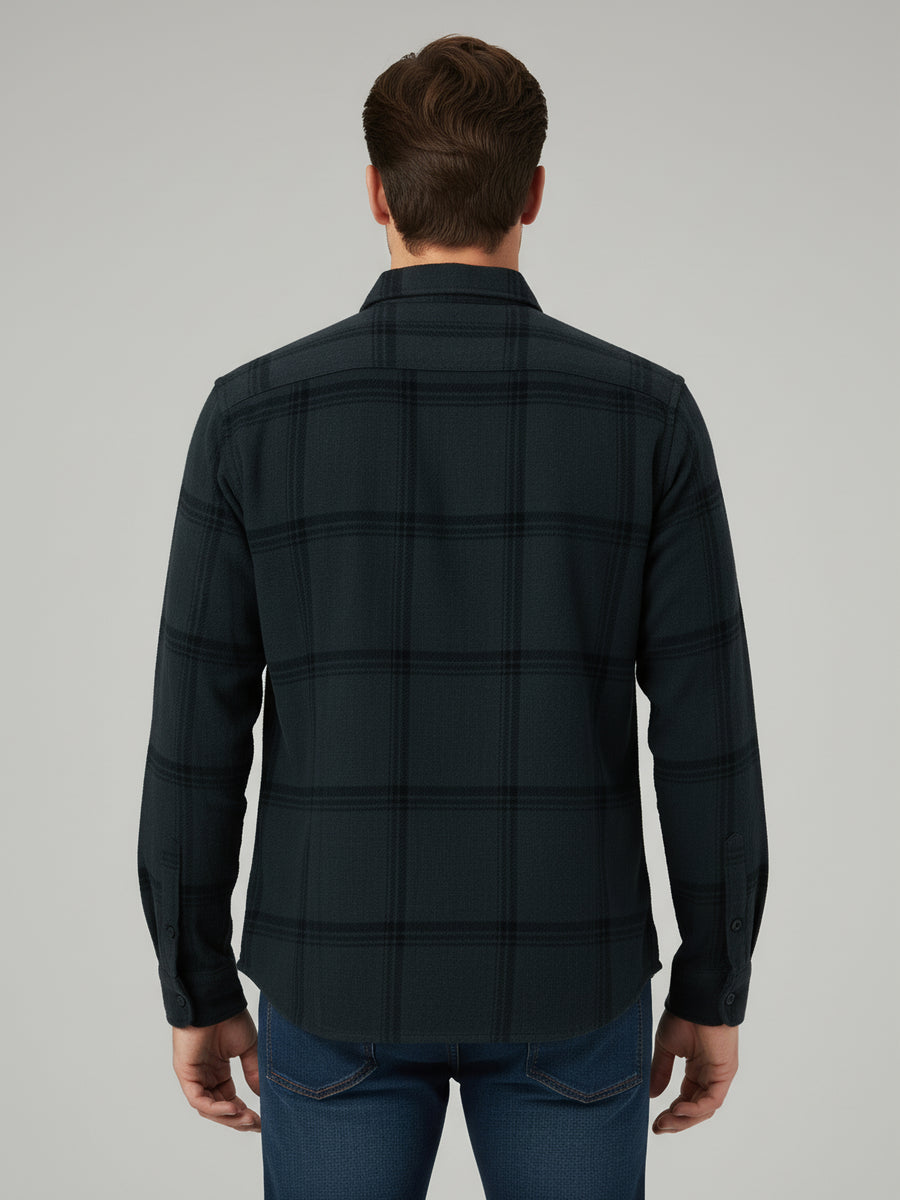 Celio* Men Checked Green Regular Fit Cotton Shirts