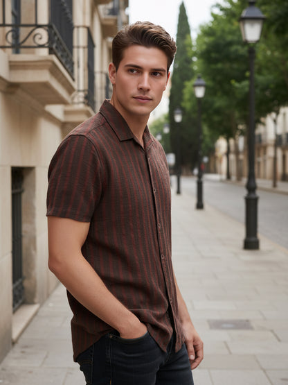 Celio* Men Multi Striped Regular Fit Cotton Shirts