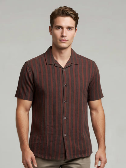 Celio* Men Multi Striped Regular Fit Cotton Shirts