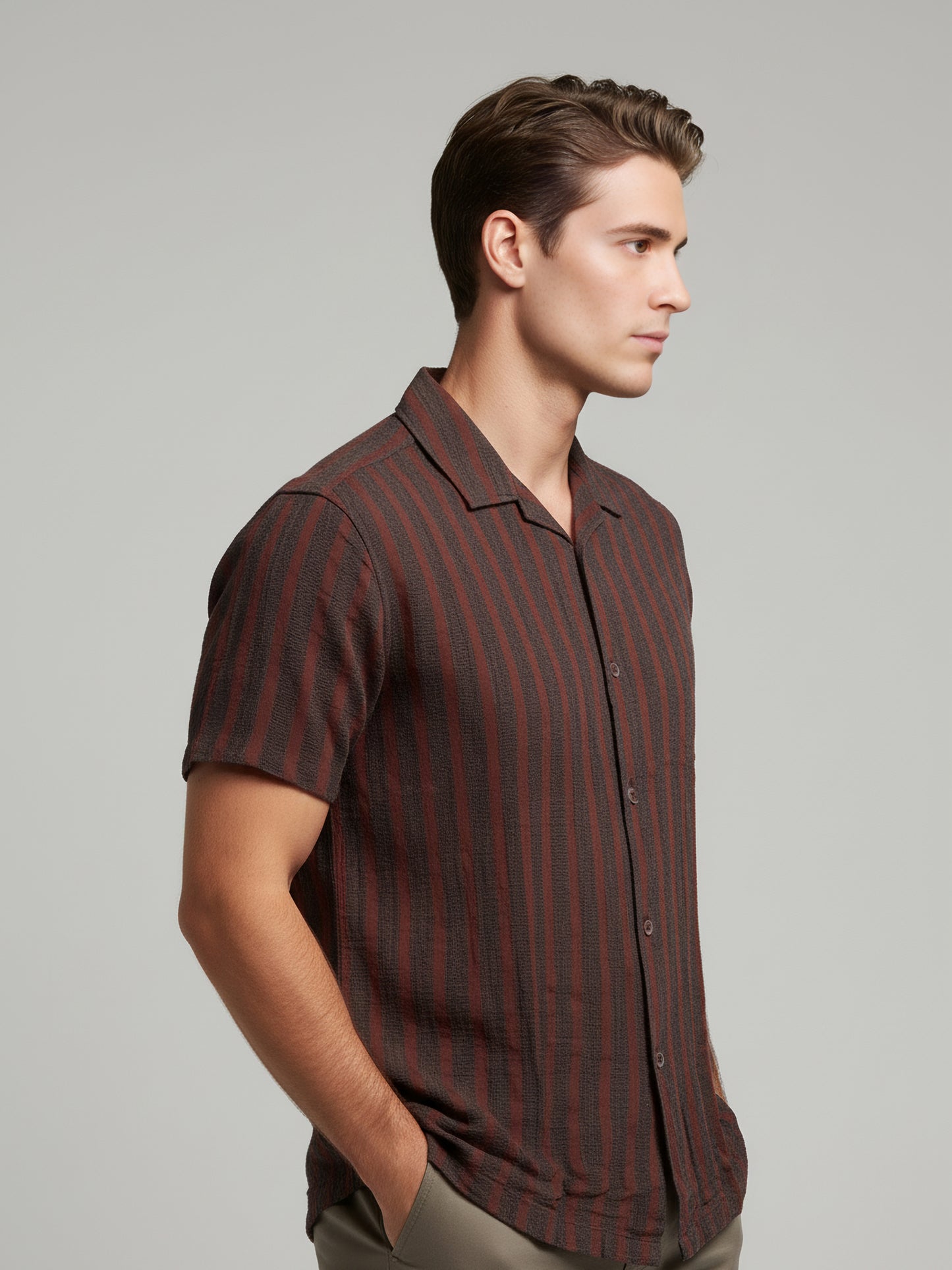 Celio* Men Multi Striped Regular Fit Cotton Shirts