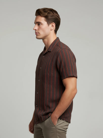 Celio* Men Multi Striped Regular Fit Cotton Shirts