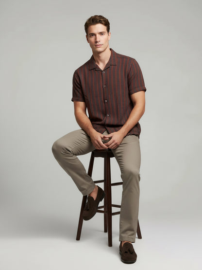 Celio* Men Multi Striped Regular Fit Cotton Shirts