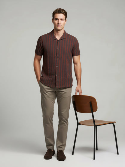 Celio* Men Multi Striped Regular Fit Cotton Shirts