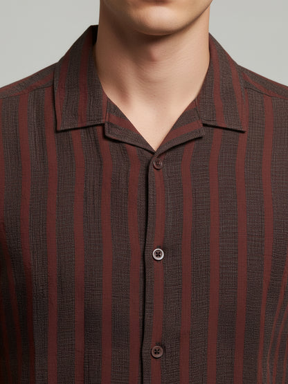 Celio* Men Multi Striped Regular Fit Cotton Shirts