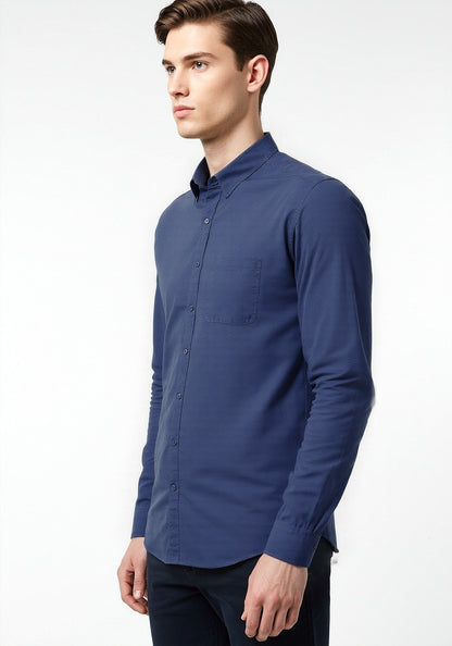 Celio* Cotton Men Blue Regular Fit Solid Shirts