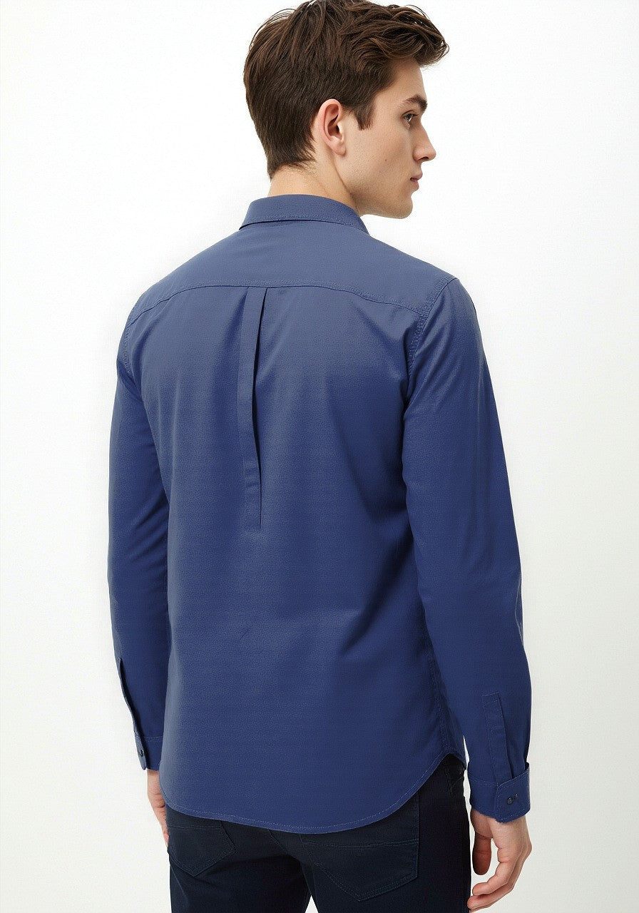 Celio* Cotton Men Blue Regular Fit Solid Shirts