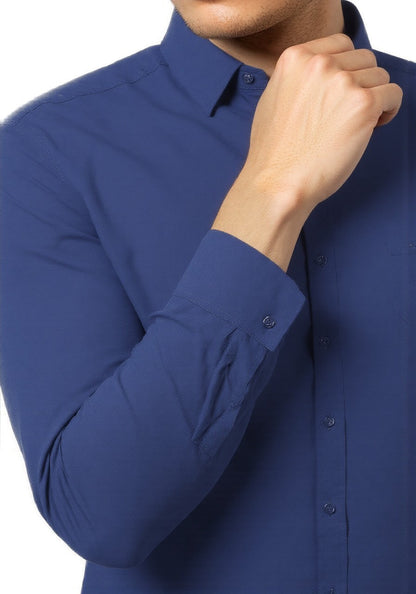 Celio* Cotton Men Blue Regular Fit Solid Shirts