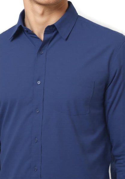 Celio* Cotton Men Blue Regular Fit Solid Shirts
